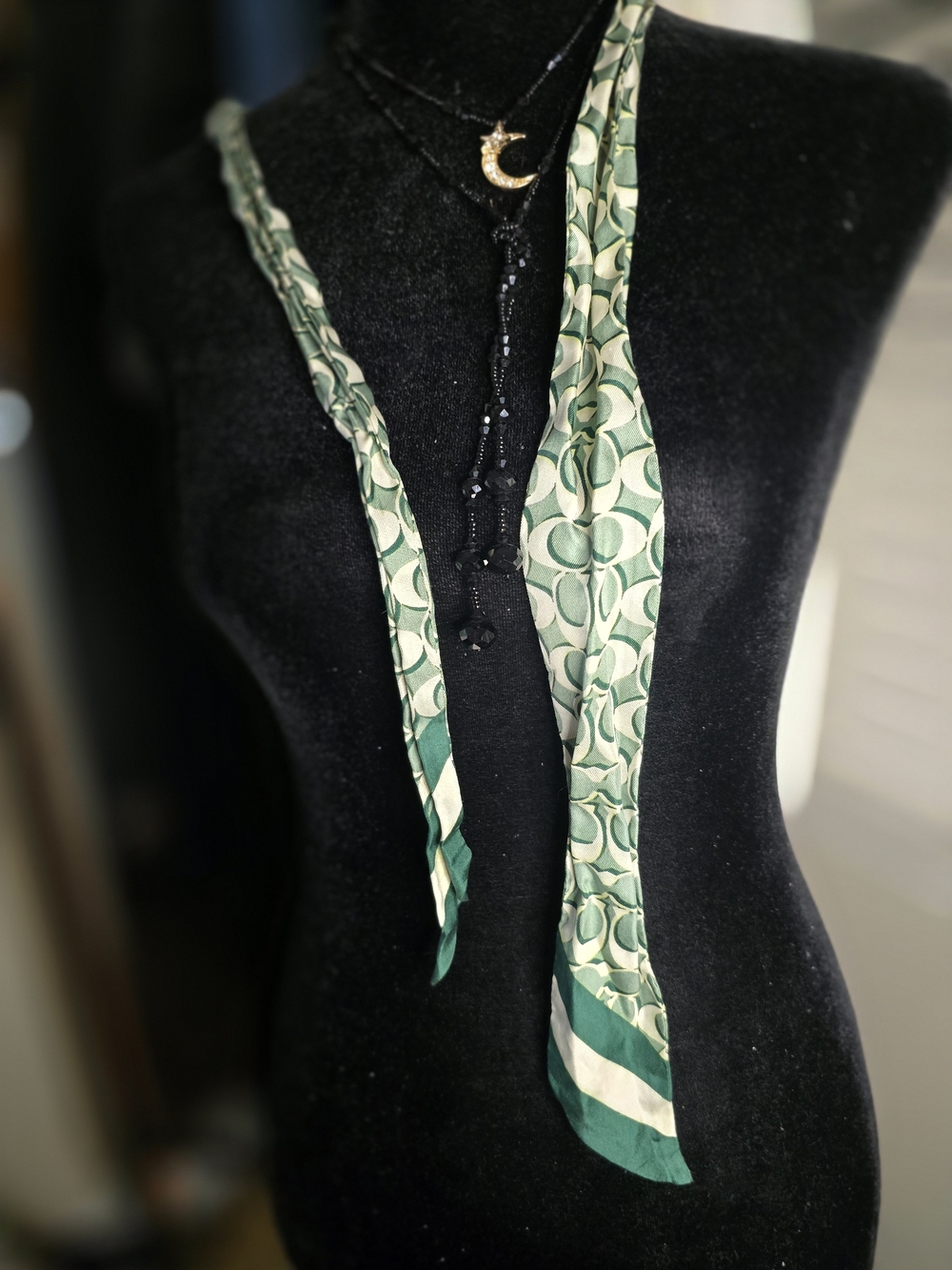 Coach - Green Patterned Silk Scarf